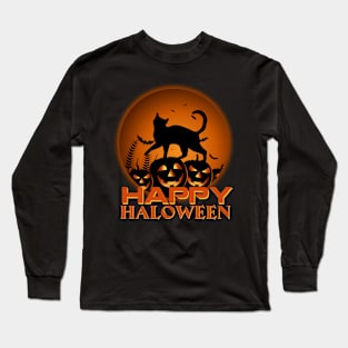 Cat Pumpkin Happy Halloween Costume Funny Gifts Long Sleeve T-Shirt